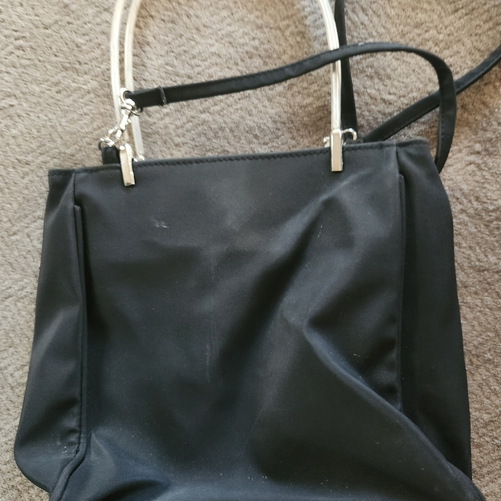 Reebok Carolina Panthers Black Shoulder Bag with Silver Accents